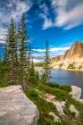 USA, Wyoming, Medicine Bow National Forest. Landscape with Lookout Lake and mountain. Art Print